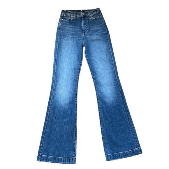 7 for all Mankind Ultra High Rise Dojo Flare Jeans Size 25 Western Retro - Picture 1 of 11